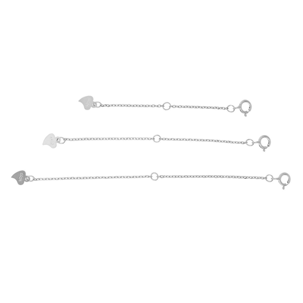 3pcs Sterling Silver Jewelry Extension Chain - Adjustable Necklace Extender, Bracelet & Anklet Chain with Lobster Clasp for DIY Jewelry Making (Silver) | Perfect for Custom Jewelry, Layering Necklaces & Repairing Broken Chains
