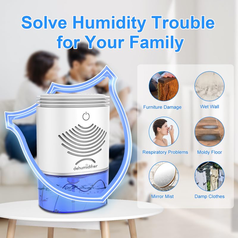 34 OZ Small Dehumidifier for Home - Auto Shut Off, Portable Mini Dehumidifier for Bedroom, Bathroom, Closet, Office, RV - Perfect for Moisture Control in Small Spaces