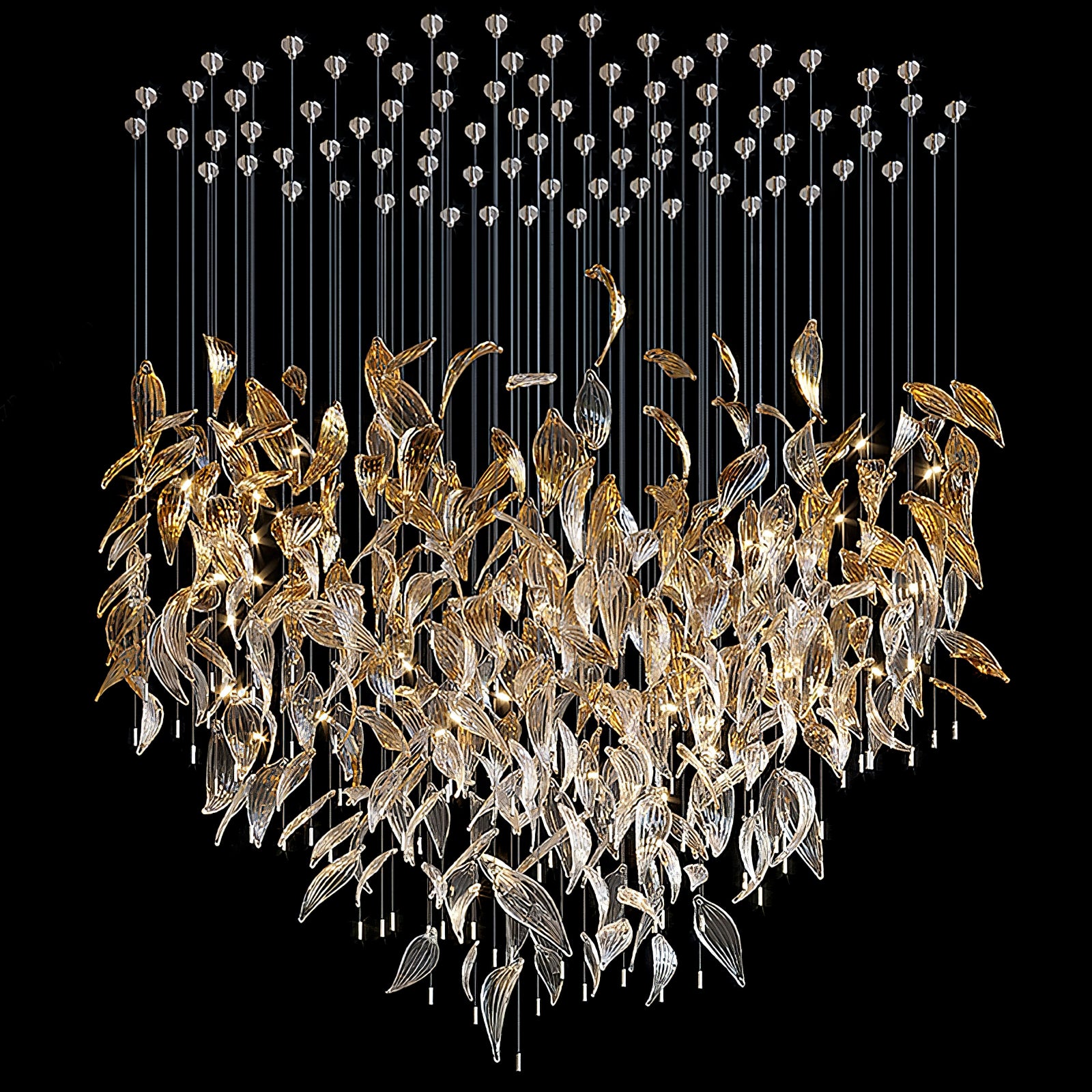 Elegant Fluttering Leaves Chandelier - Modern Leaf Design Ceiling Light Fixture for Living Room, Bedroom, Dining Room Decoration | Perfect for Home, Hotel, and Restaurant Lighting