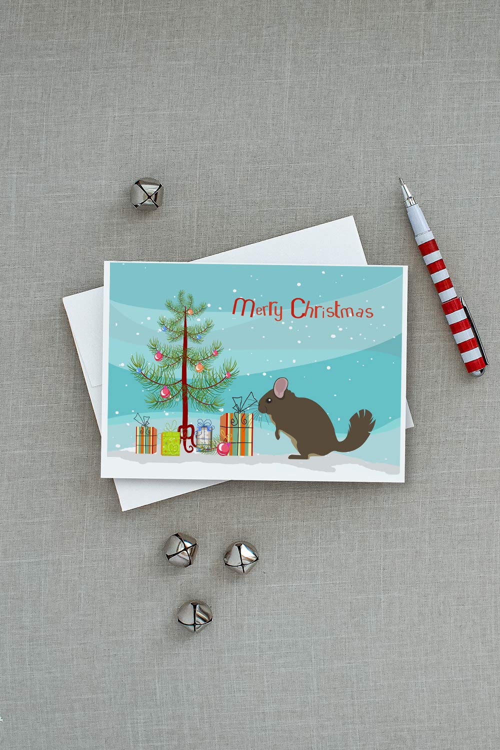 Chinchilla Christmas Greeting Cards & Envelopes Set - Pack of 8 Blank Teal A7 Note Cards (5x7 inches) | Whimsical Holiday Stationery for Christmas Wishes, Thank You Notes & Festive Correspondence