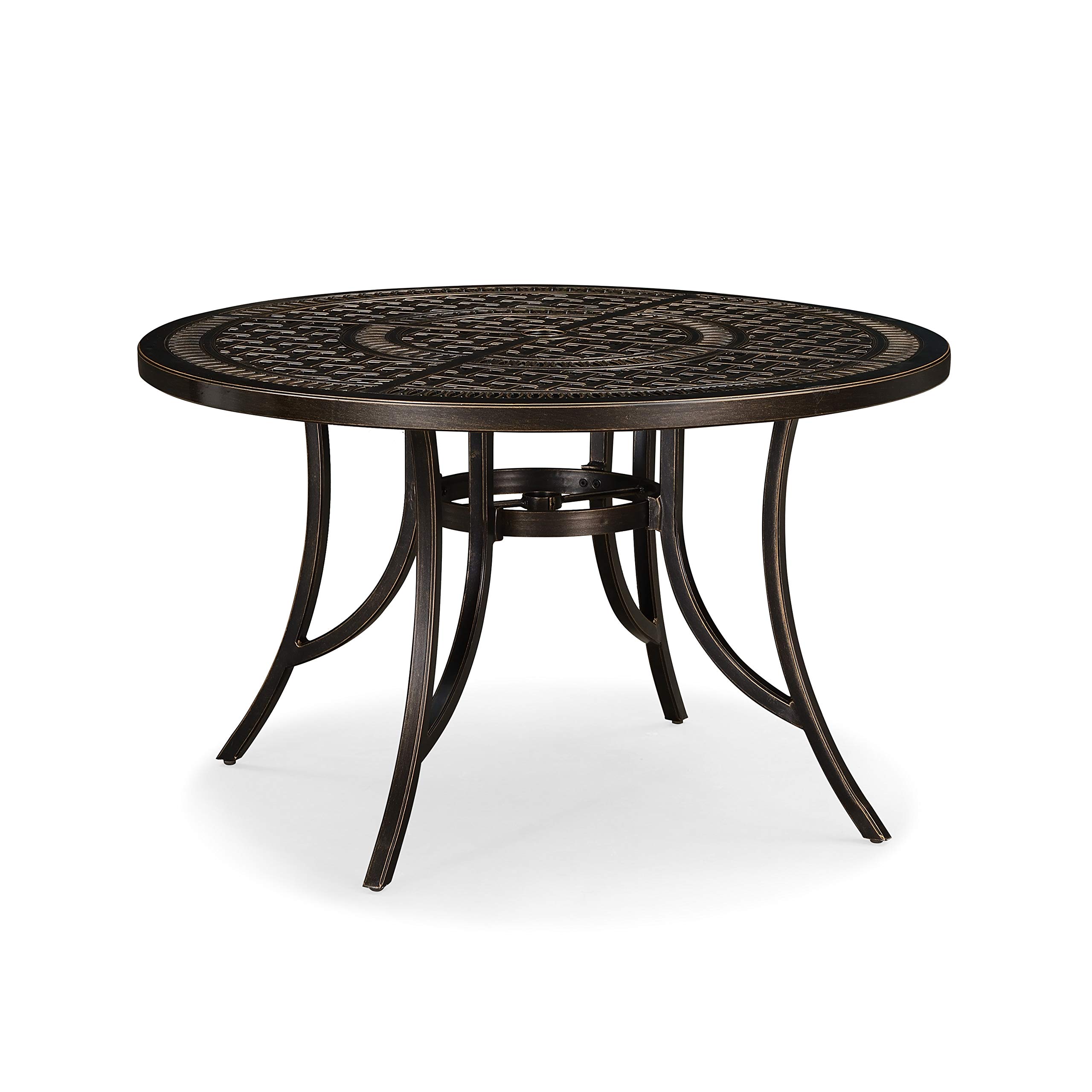 PURPLE LEAF 47 Inch Outdoor Round Dining Table - Weather-Resistant Cast Aluminum Patio Table with Umbrella Hole for Backyard, Lawn, Balcony & Deck - Perfect for Outdoor Dining, Entertaining & Relaxing