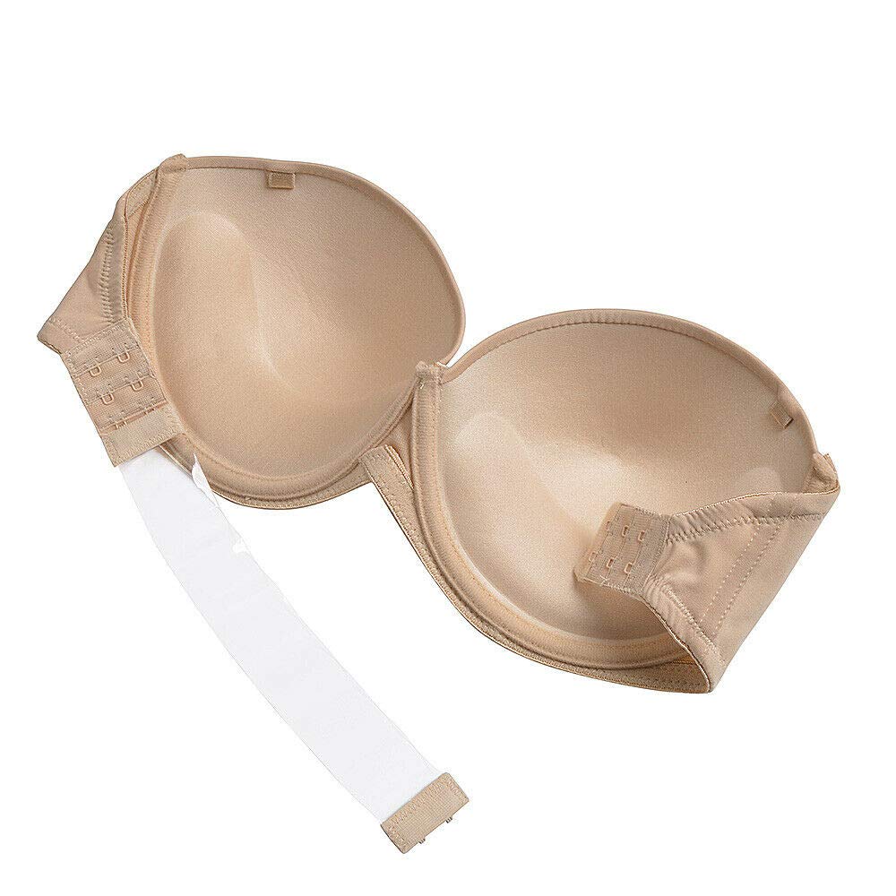 Plusexy Women's Strapless Underwire Push Up Bra - Invisible Multiway Wedding Bra with Clear Back Straps for Bridal, Prom & Special Occasions