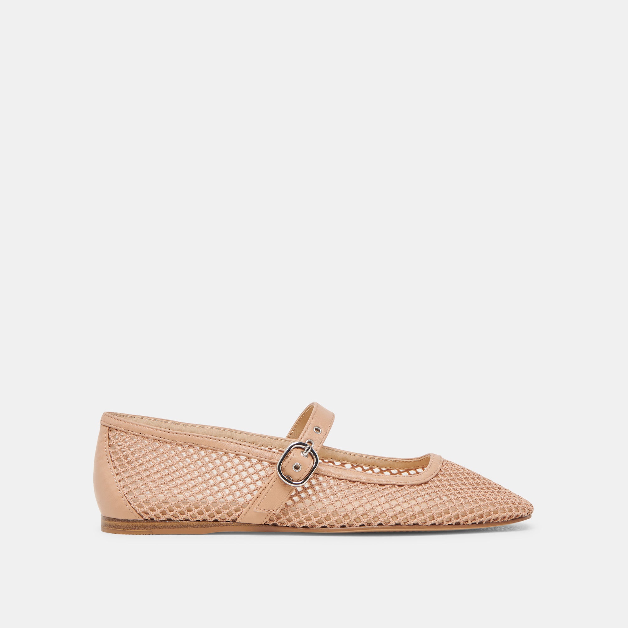 RODNI Women's Light Tan Woven Mesh Ballet Flats - Breathable Comfortable Slip-On Shoes for Work, Office & Casual Wear