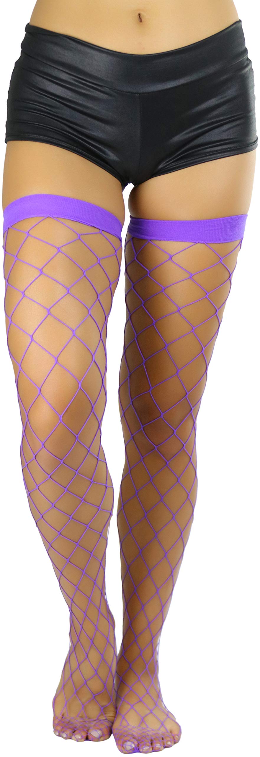 ToBeInStyle Women’s Bright & Vibrant Fishnet Thigh High Stockings - Sexy Sheer Tights for Party, Cosplay & Night Out