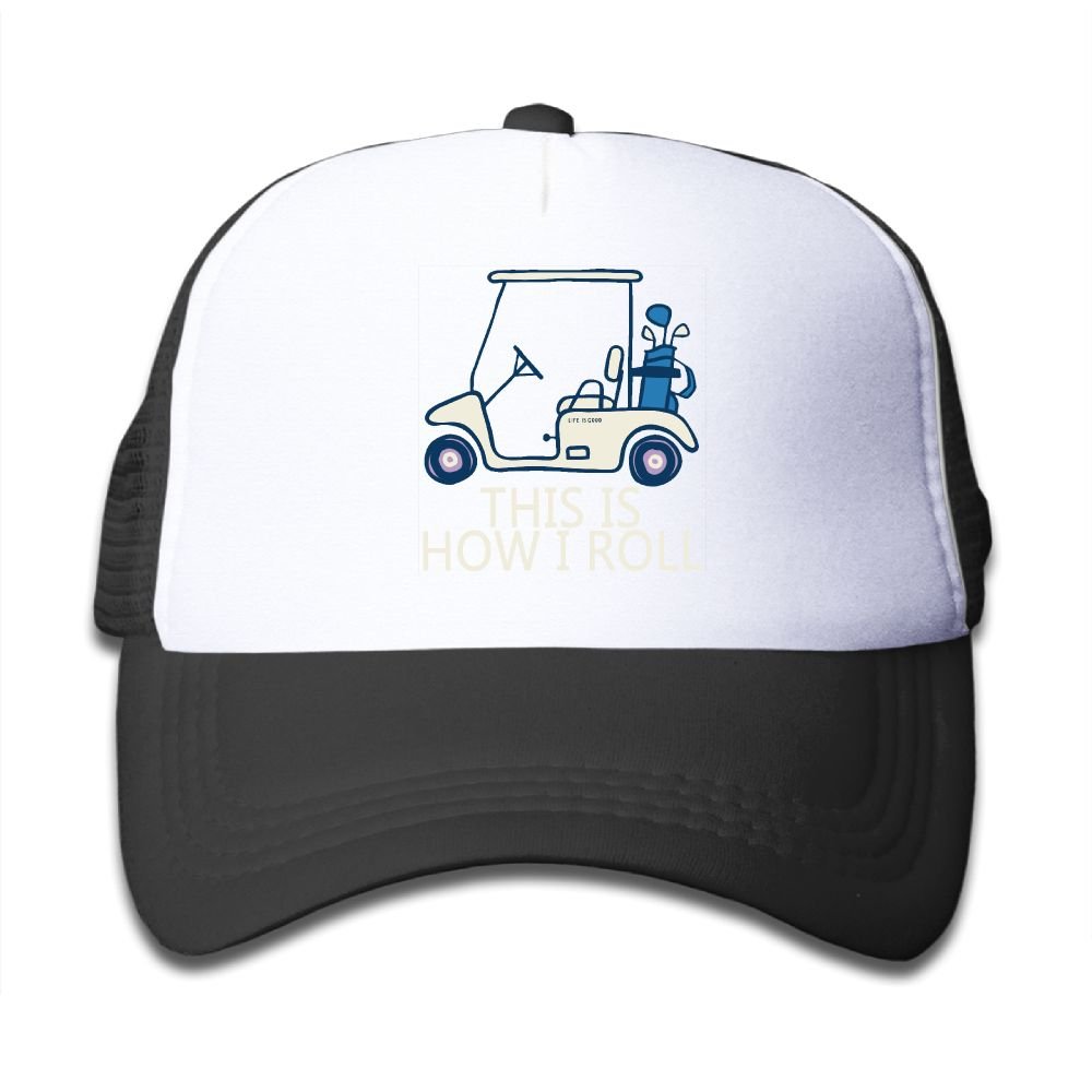 Xin Pilig Golf Cart Mesh Hats for Boys & Girls - Adjustable Baseball Trucker Cap in Black - Perfect for Golfing, Baseball Games & Outdoor Activities