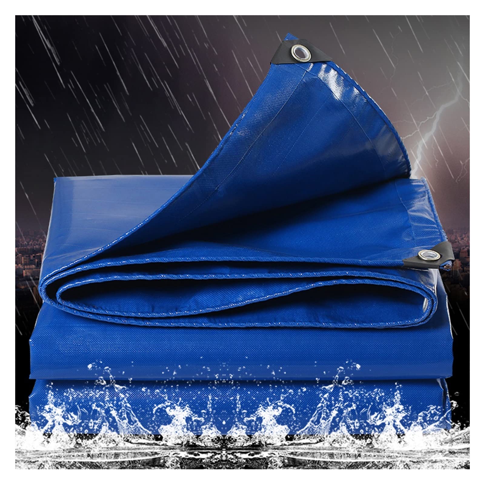 LLHFSW Heavy Duty Waterproof PVC Tarpaulin with Reinforced Eyelets - 4x5m Blue Cover for Kennels, Chicken Coops, Trailers & Outdoor Protection | Weatherproof Shelter Solution