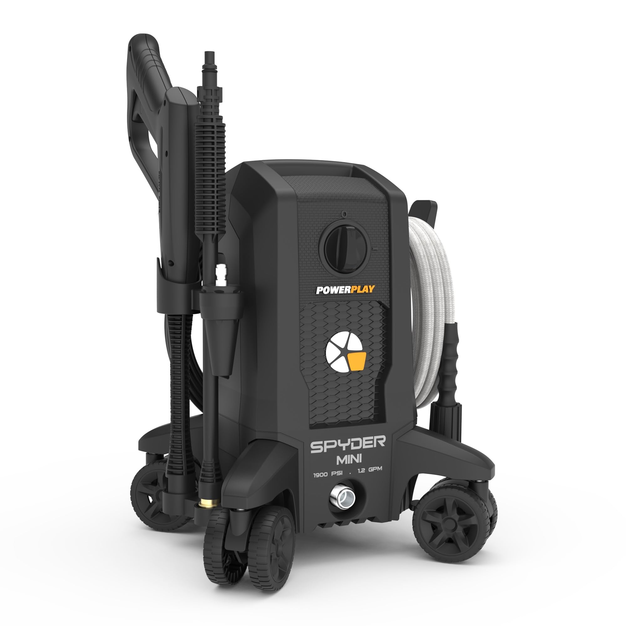 PowerPlay Spyder Mini Electric Pressure Washer SPYM1900V - 1900 PSI, 1.2 GPM with 500ml Foam Cannon | Compact & Powerful for Cleaning Homes, Driveways, Cars, Patios, Fences | Ideal for Residential & Commercial Use