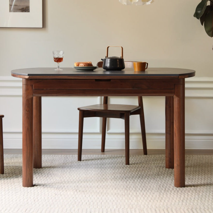 Premium Black Walnut Solid Wood Folding Round Dining Table - Handcrafted Natural Wood Table for Kitchen, Dining Room, Small Space & Outdoor Entertaining