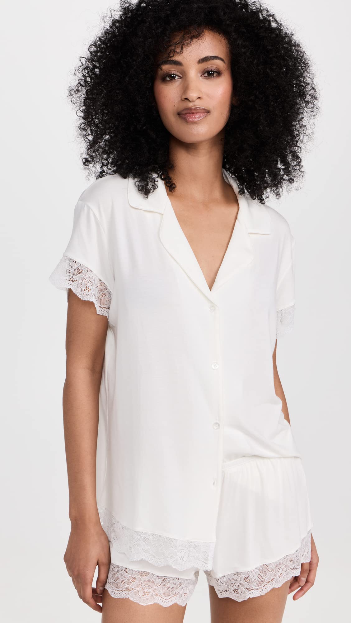 Eberjey Women's Malou Lace Shorts Pajama Set - Soft Sleepwear for Women, Comfortable Lounge Shorts & Top, Perfect for Nightwear, Vacation & Relaxation at Home