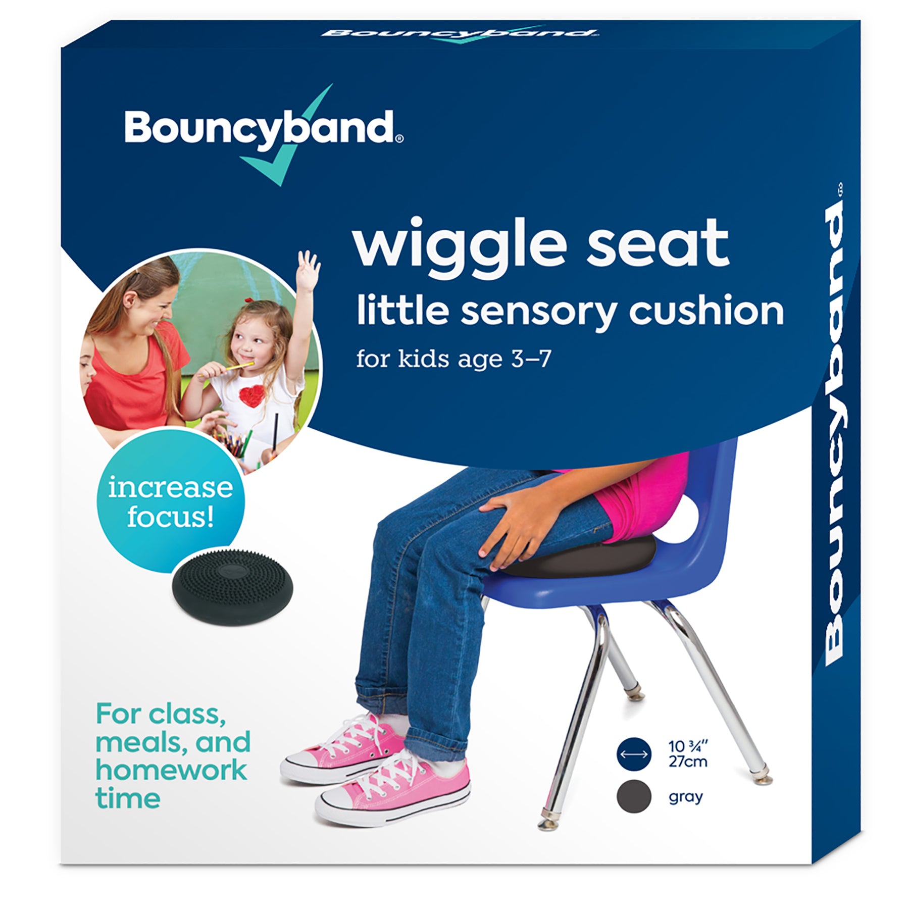 Bouncyband Little Wiggle Seat Sensory Cushion for Kids - Dark Gray - Improve Focus & Reduce Fidgeting in Classroom or Home Learning