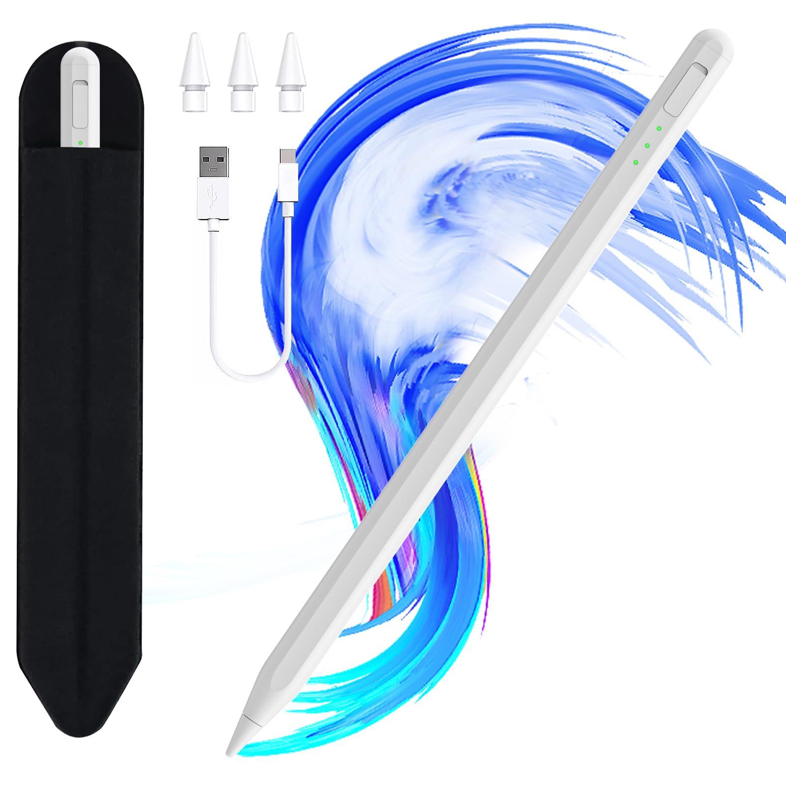 Fast Charging Stylus Pen for iPad 11th & 10th Gen (14-Min Charge) - Palm Rejection, Tilt Sensitivity with Pencil Holder - Compatible with iPad Air 11/13-inch (M3/M2), iPad Pro 11/13-inch (M4), iPad 6-11th Gen - Perfect for Digital Art, Note Taking & Professional Design Work