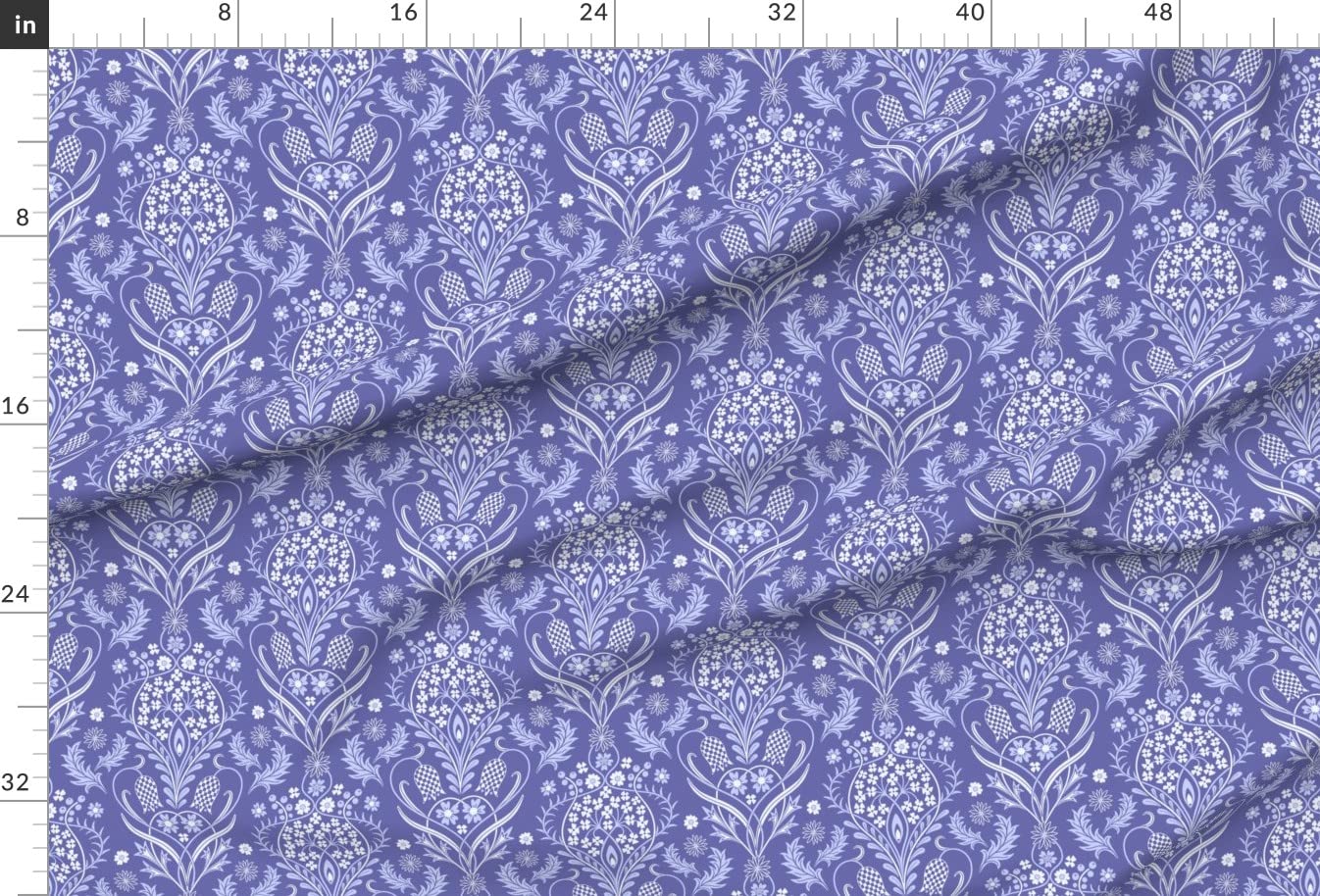 Art Nouveau Damask Victorian Periwinkle Printed Minky Fabric by The Yard - Soft Baby Blanket Material, Quilt Backing & Plush Toy Fabric for Sewing, DIY Crafts & Home Decor