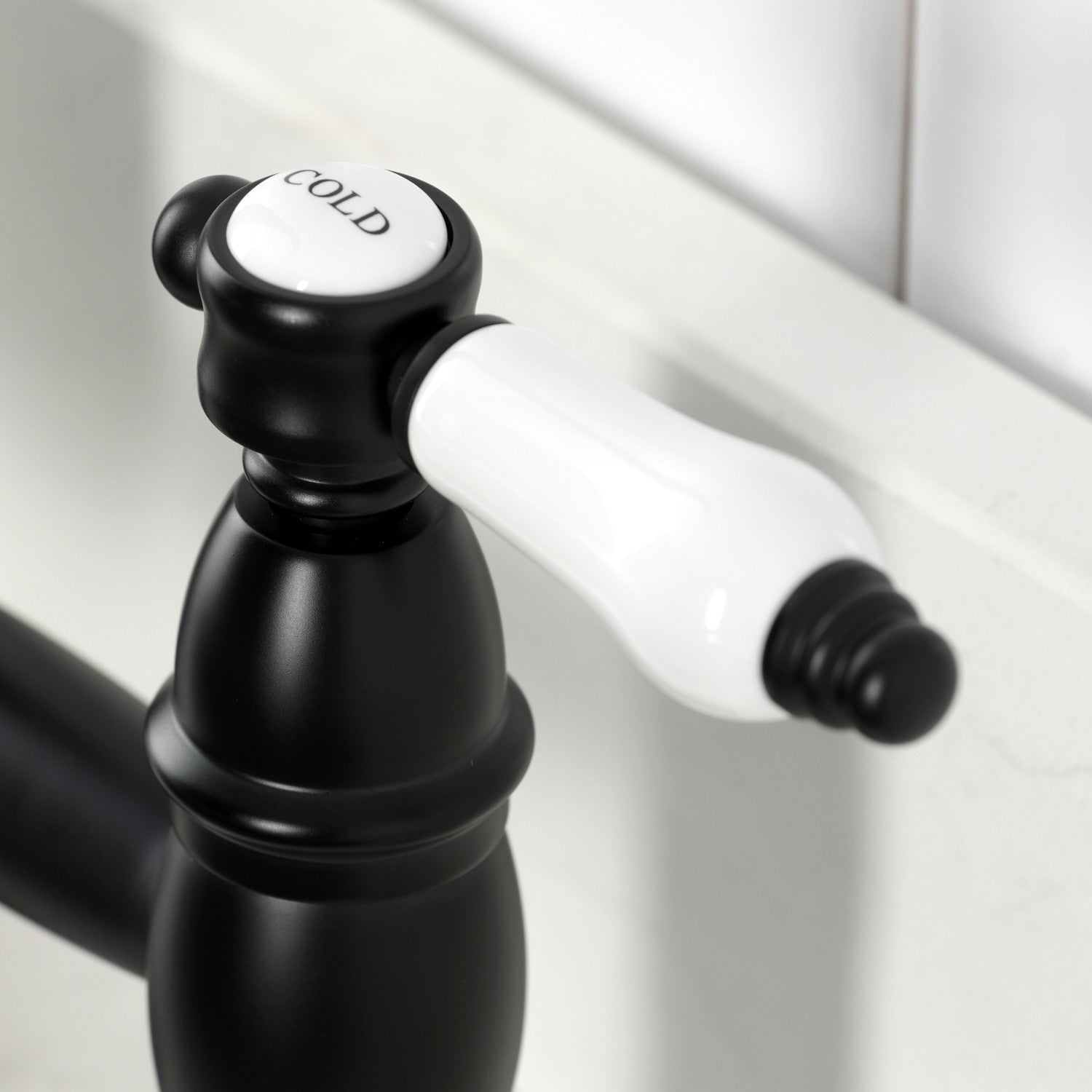 Bel Air GS1270BPL Matte Black Double Handle 2-Hole Deck Mount Pre-Rinse Bridge Kitchen Faucet - Perfect for Commercial & Home Kitchen Sinks, Restaurants, and Food Prep Areas