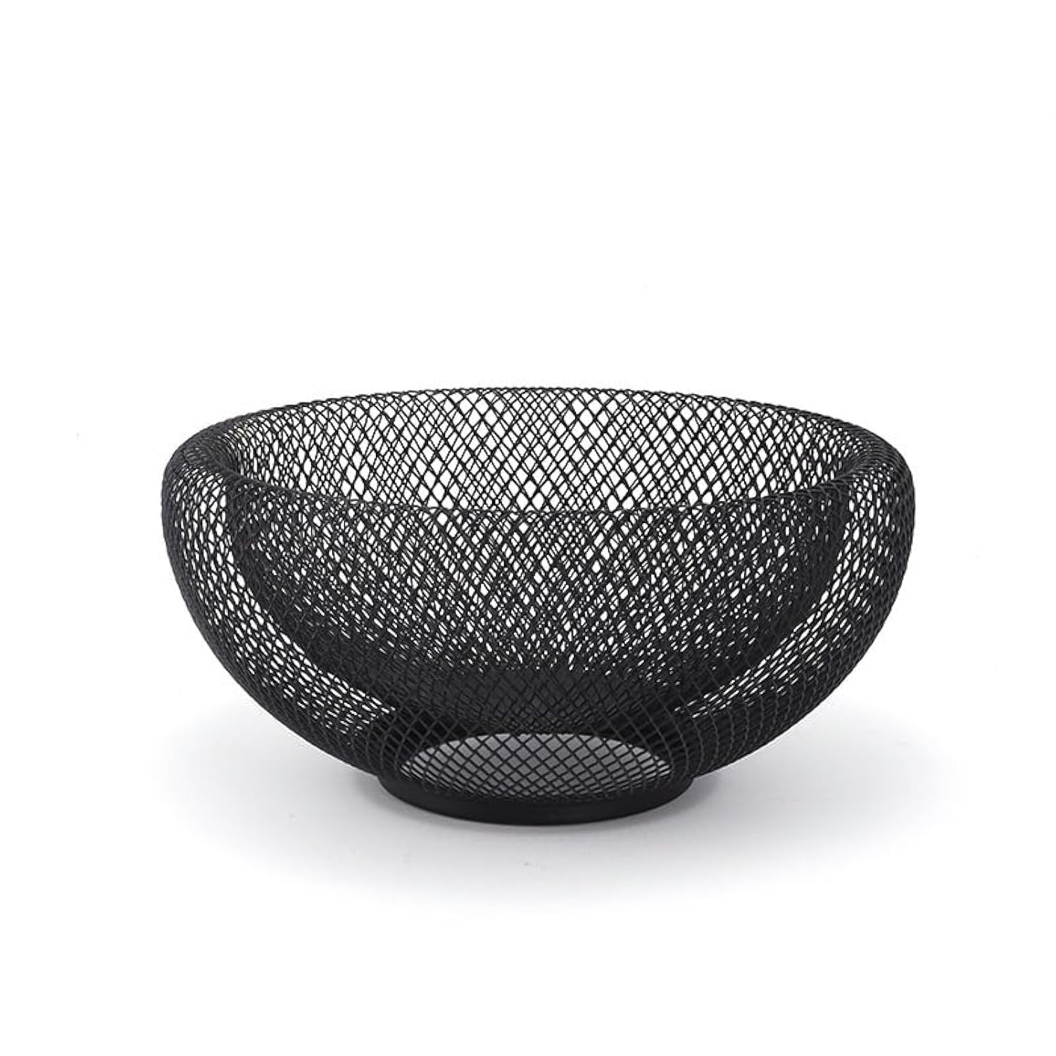 12 Inch Black Metal Mesh Fruit Bowl - Decorative Kitchen Counter & Dining Table Candy Dish Holder for Fruits, Snacks, Office Decor | Rustic Home & Party Serving Tray