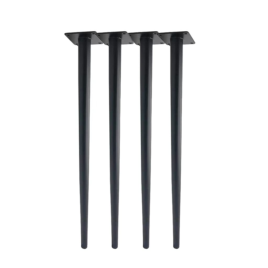 Black Metal Furniture Legs Set of 4 - 23.6 Inch Office Desk Legs, Table Legs, Chair Legs for Bench, Armchair, Recliner, Dresser & Cabinet - Heavy Duty Replacement Legs for Home & Office Furniture