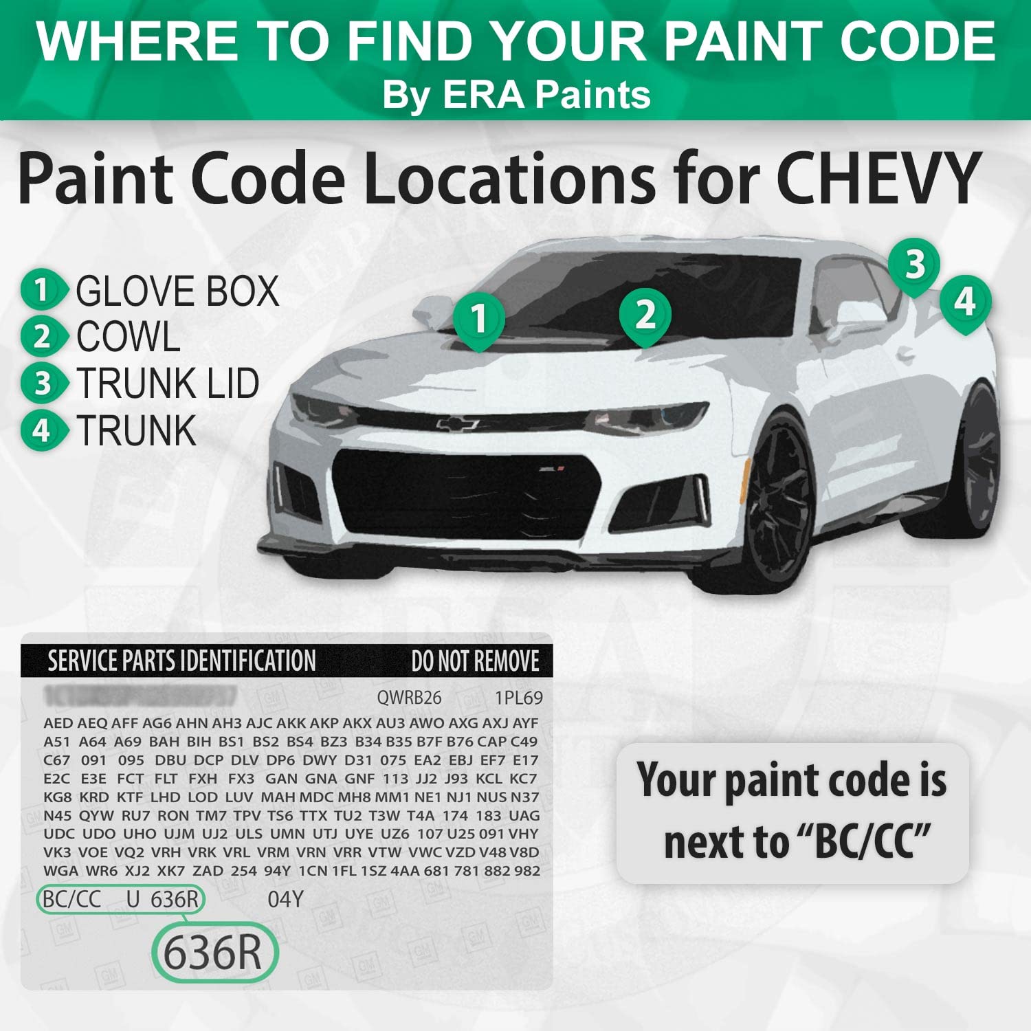 ERA Paints WA633R/GAV Urbane Moss Metallic Automotive Spray Paint - Exact Color Match for CHEVROLET Vehicles - Complete Kit with 2K 3680061 Clearcoat - Perfect for Car Touch-Ups, DIY Auto Repairs & Restoration Projects