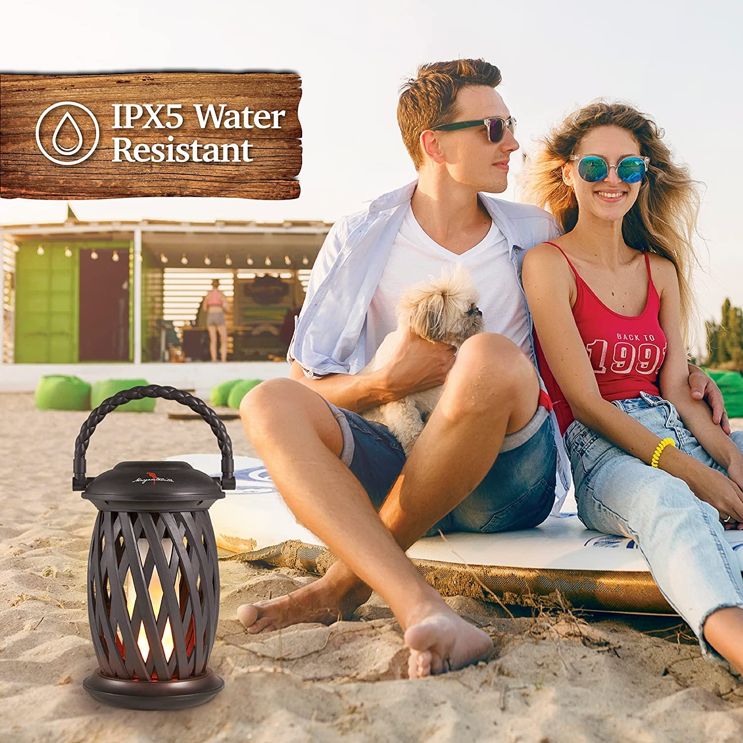 Margaritaville Tiki Torch Waterproof Bluetooth Speaker - Portable Outdoor Party Speaker with Flickering LED Lights & Long Battery Life (2 Pack) | Perfect for Beach Parties, Backyard BBQs, Poolside Gatherings & Camping Trips