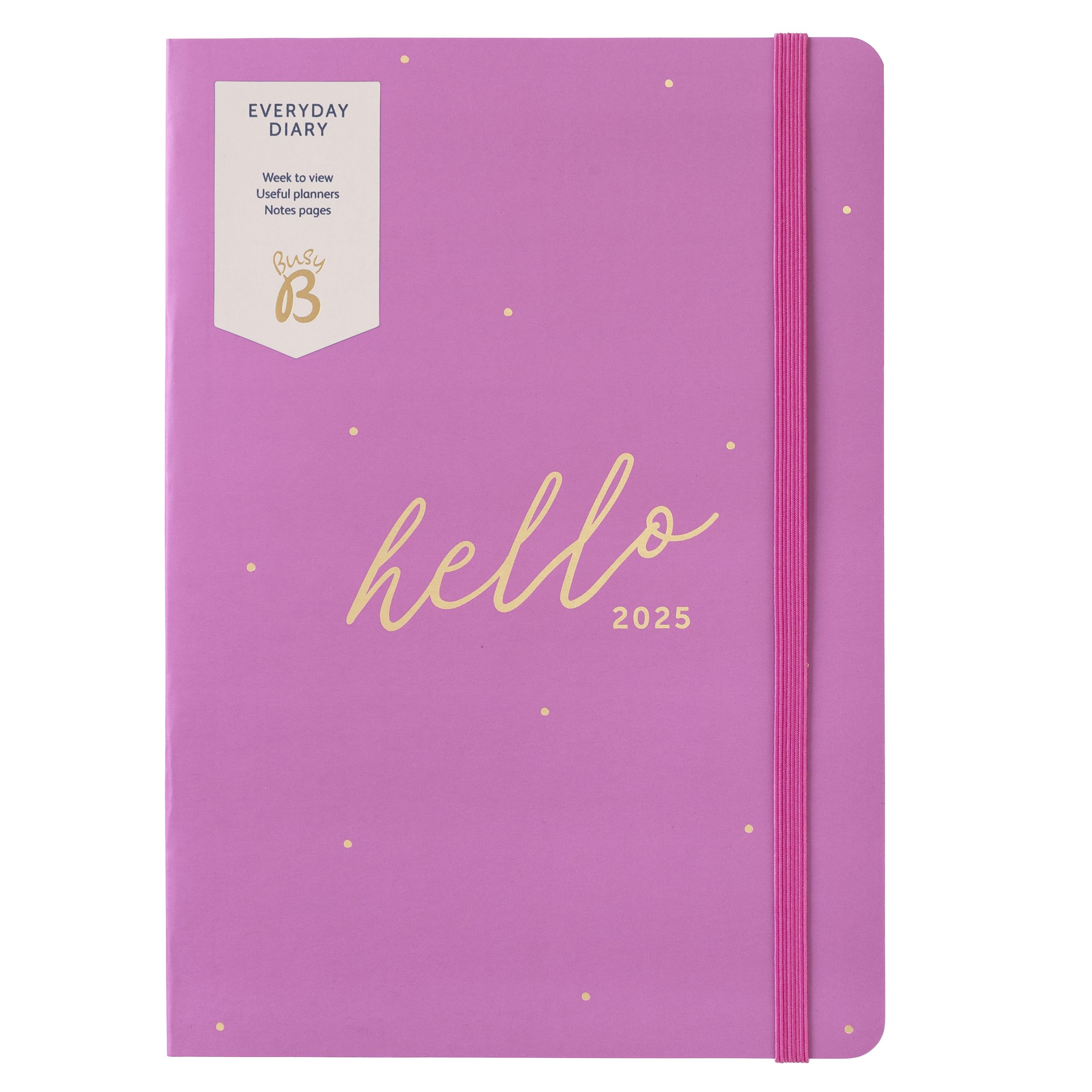 2025 Busy B A5 Weekly Planner - Compact Academic & Work Diary with Week-to-View Layout, Notes Pages & Elastic Closure | Perfect for Students, Teachers & Professionals | Fuchsia Planner (January-December) | Ideal for School Scheduling, Office Tasks & Daily Organization