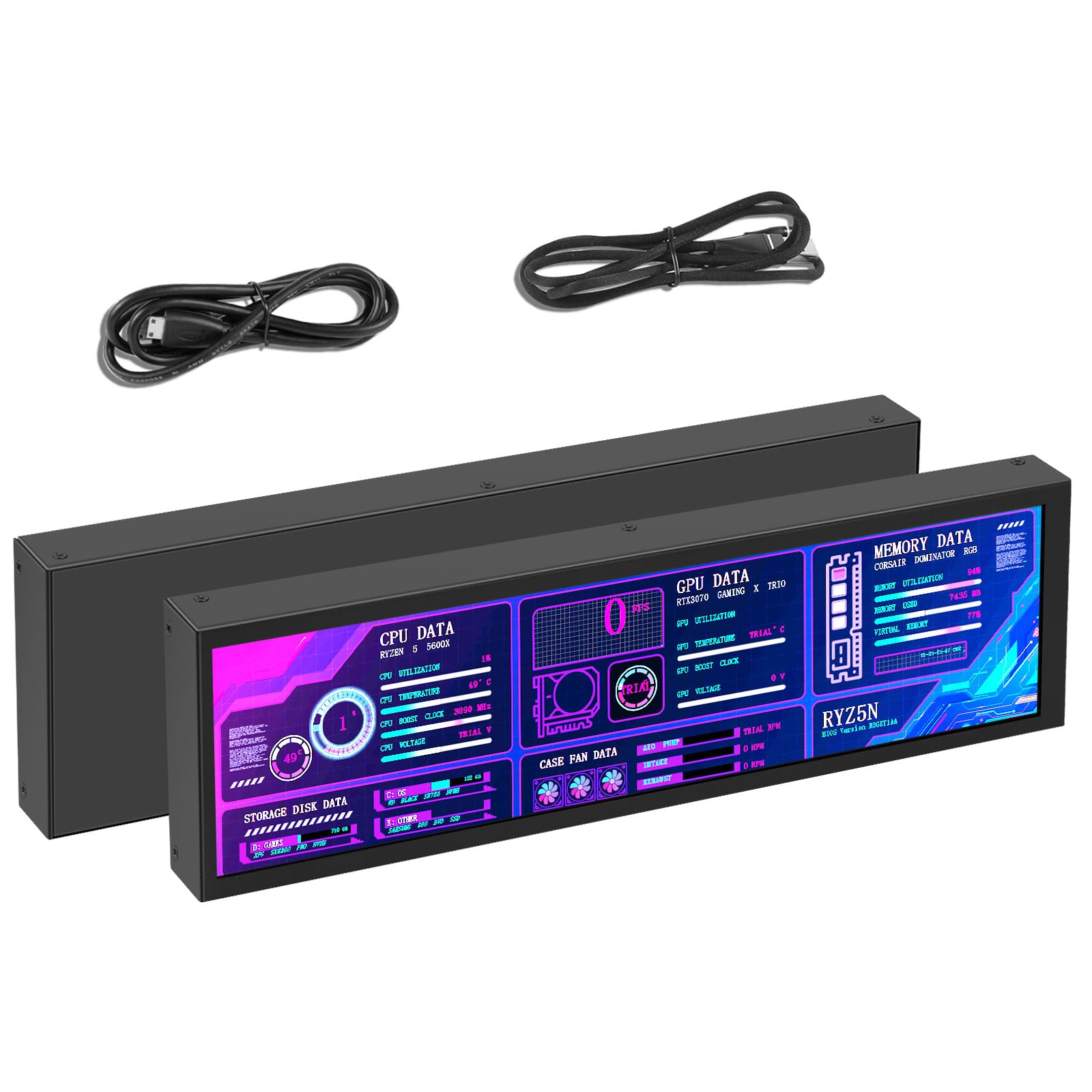 8.8 Inch IPS USB Mini Screen - PC Temperature Display & Sensor Panel Monitor with AIDA64 Support for CPU, RAM, GPU Data - ARGB Computer Case Secondary Screen for Gaming PC, Workstation & Home Office Setup