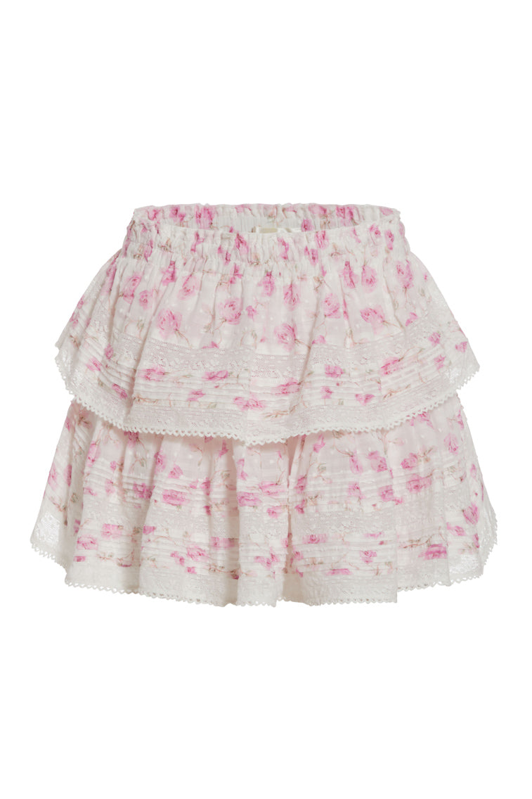 Sterling Dusk Ruffle Mini Skirt with Signature Fragrance Print - Perfect for Date Nights, Parties & Casual Outings