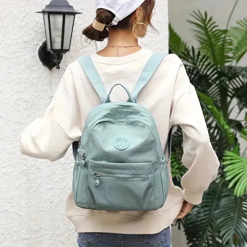 Solid Color Nylon Lightweight Backpack for Women & Men - Water-Resistant Travel Daypack for School, Work, Hiking & Commuting