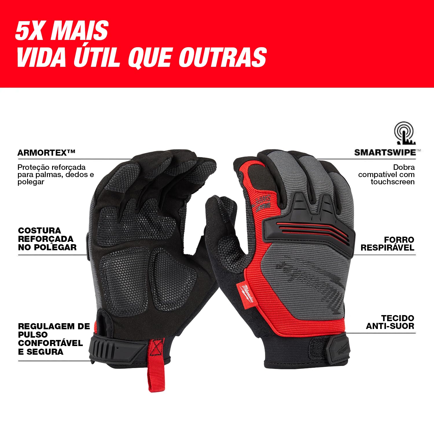 Milwaukee 48-22-8733 Heavy Duty Demolition Gloves - X-Large Size for Construction, Demolition & Industrial Work - Durable Work Gloves for Safety & Protection