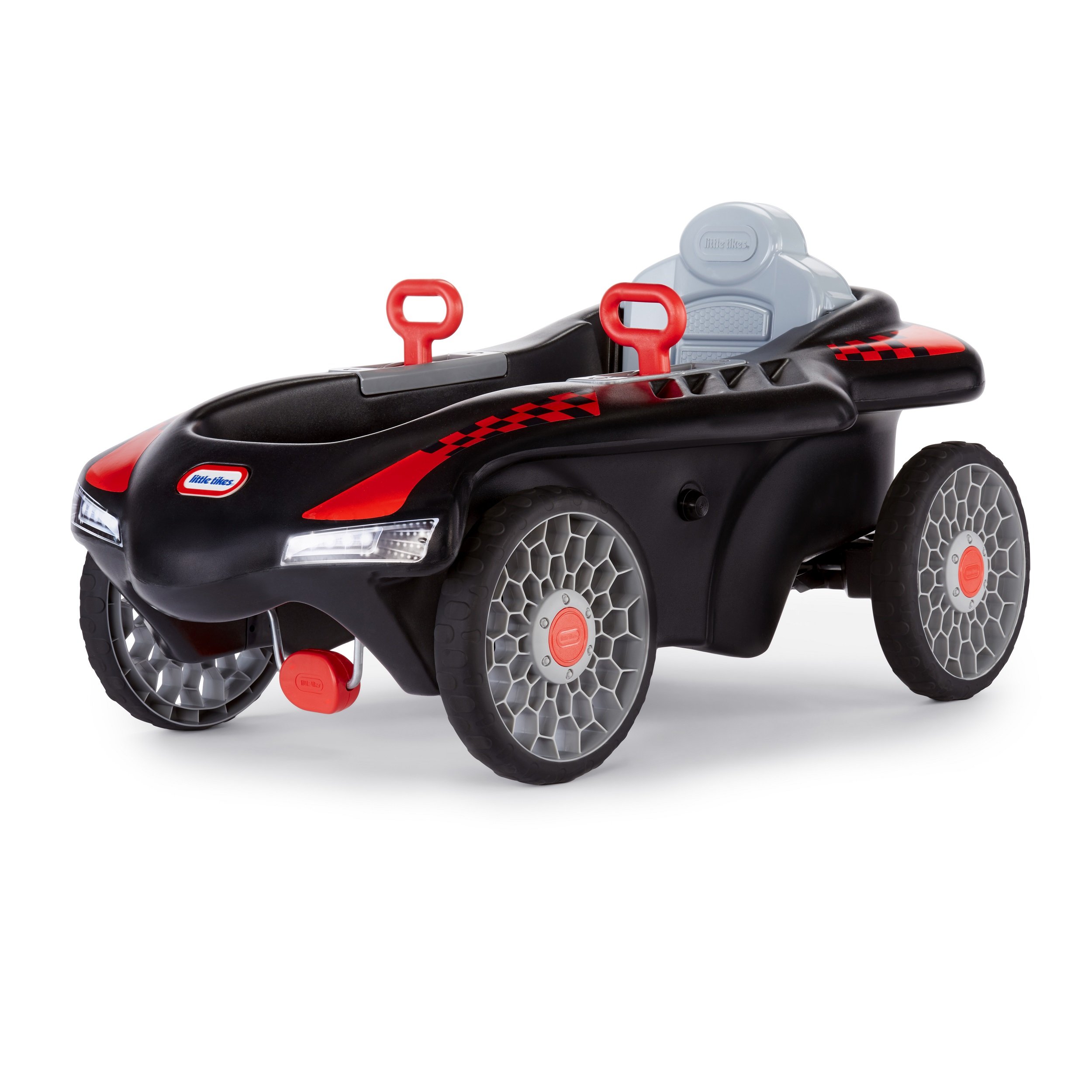 Little Tikes Jett Car Racer Black - Adjustable Seat Ride On Toy with Steering Wheel for Kids 3-10 Years | Dual Handle Rear Wheel Control, Fun Push Car for Boys & Girls | Perfect Birthday Gift & Outdoor Play Toy for Toddlers