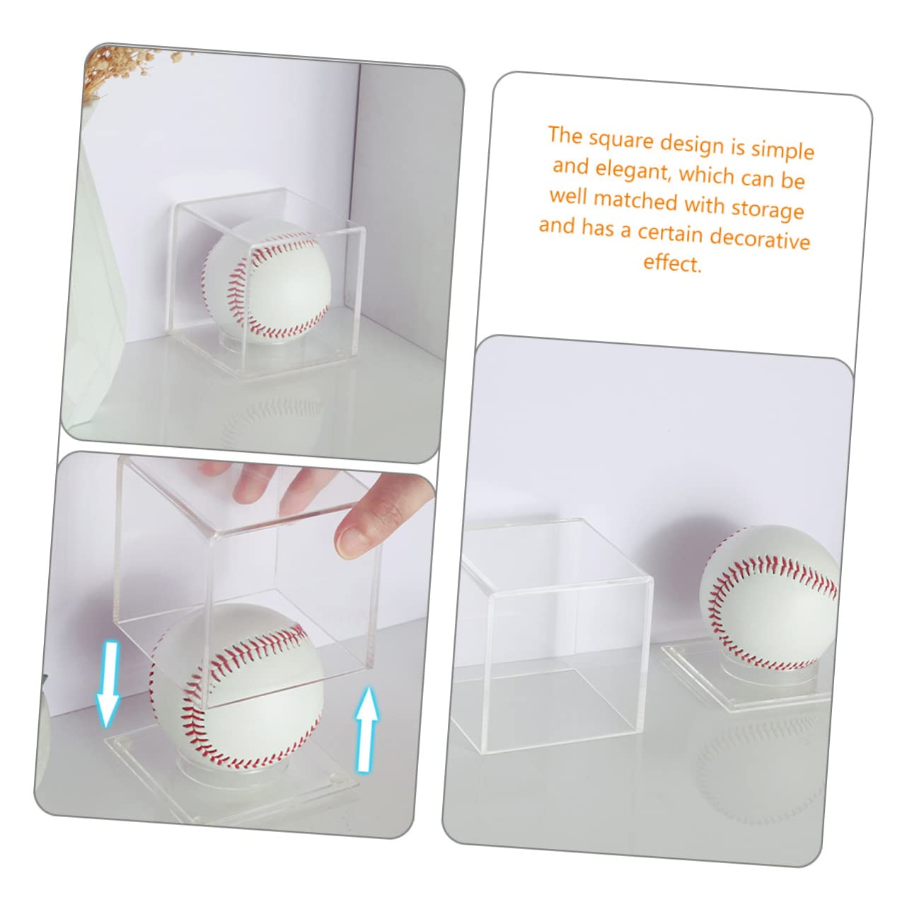 Kisangel 4-Piece Clear Plastic Baseball Display Case Set - Premium Specimen Storage Container for Collectibles, Trading Cards & Memorabilia - Perfect for Showcase, Protection & Organization
