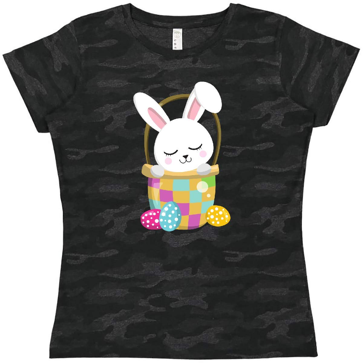 Inktastic Easter Bunny Little Bunny Easter Eggs Basket Women's T-Shirt - Cute Spring Tee for Easter Celebrations, Family Gatherings & Holiday Outfits