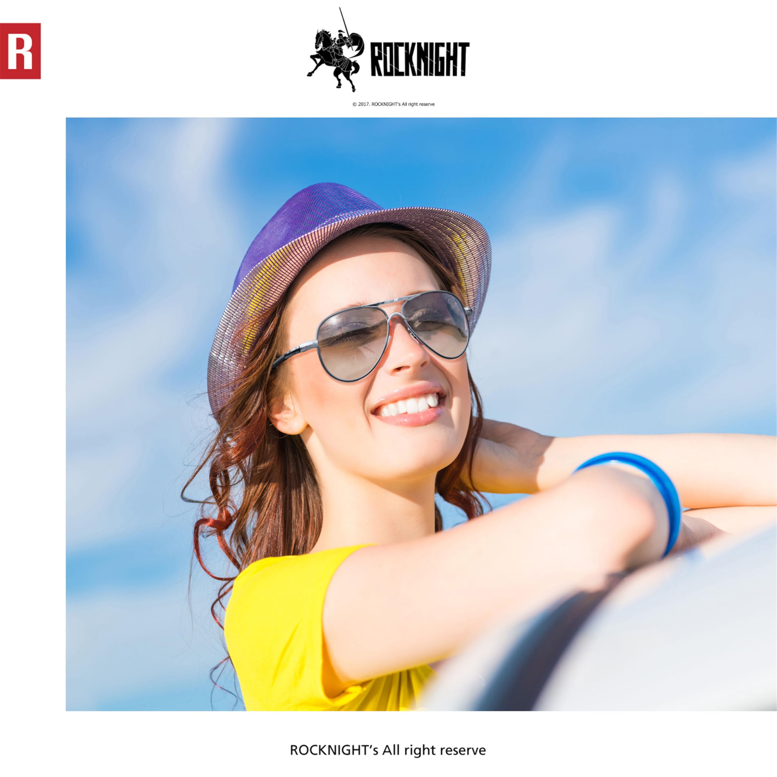 ROCKNIGHT Polarized Aviator Sunglasses for Men & Women - Lightweight Metal Flat Top UV400 Protection - 58mm Lens for Driving, Outdoor & Fashion Use