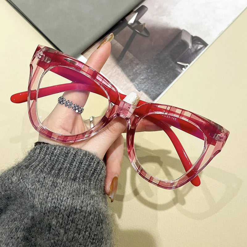 CCspace Women's Full Rim Square Cat Eye Plastic Eyeglasses Frame 57425 - Stylish Retro Eyewear for Work, Reading & Fashion Accessories