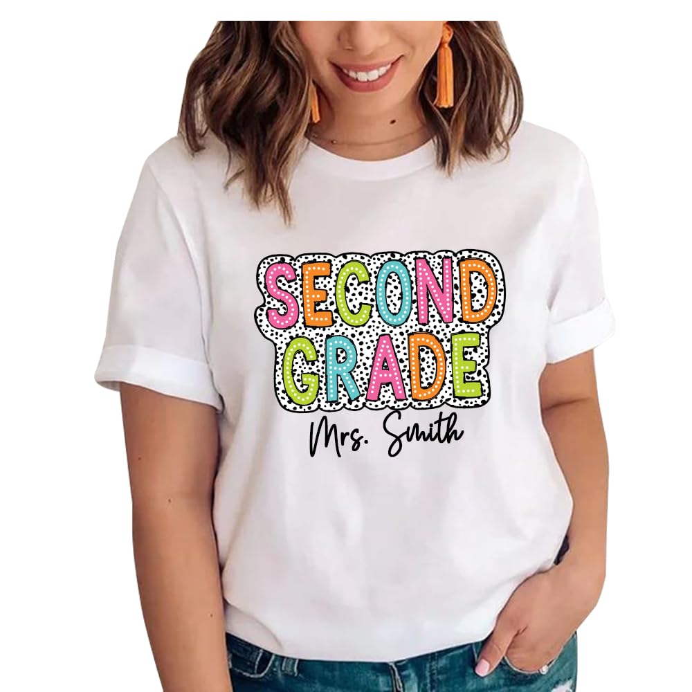 Personalized Teacher Shirt - Custom Dalmatian Dot Print T-Shirt for Educators | Back to School Gift Idea | Perfect for Teacher Appreciation Week, Classroom Wear & School Events