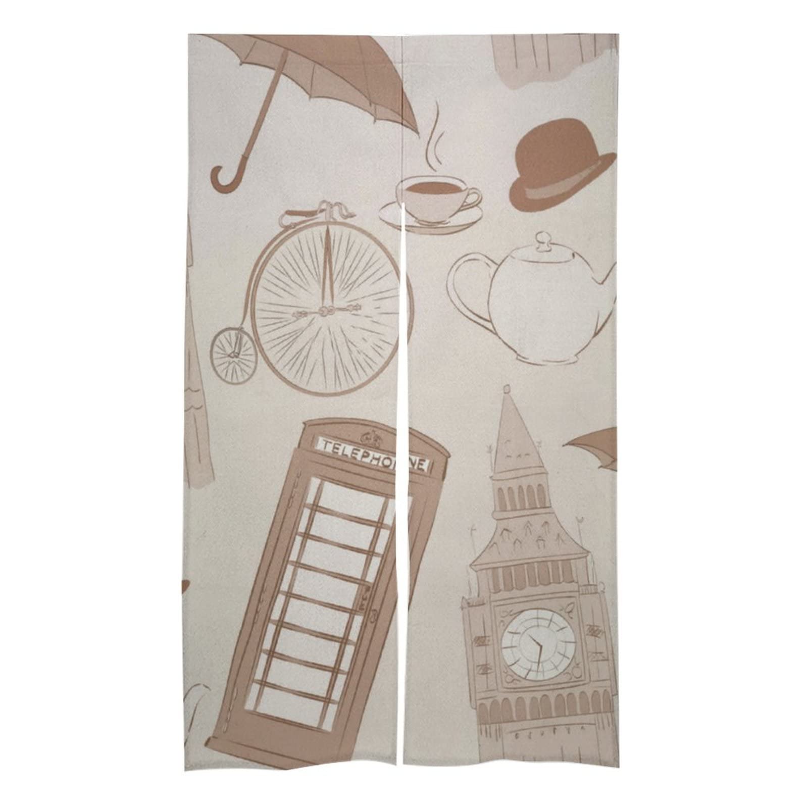 London Bridge Landscape Noren Door Curtain - UK Style Tapestry for Doorway, Bathroom, Kitchen Divider & Closet - Home Decor Gift for Women | Perfect for Living Room, Bedroom & Office Spaces