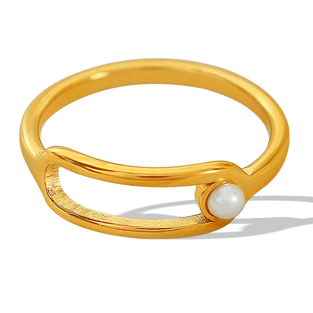 18K Gold Pearl Safety Pin Rings for Women - Elegant Vintage Jewelry Gift for Birthdays, Anniversaries & Special Occasions | A201