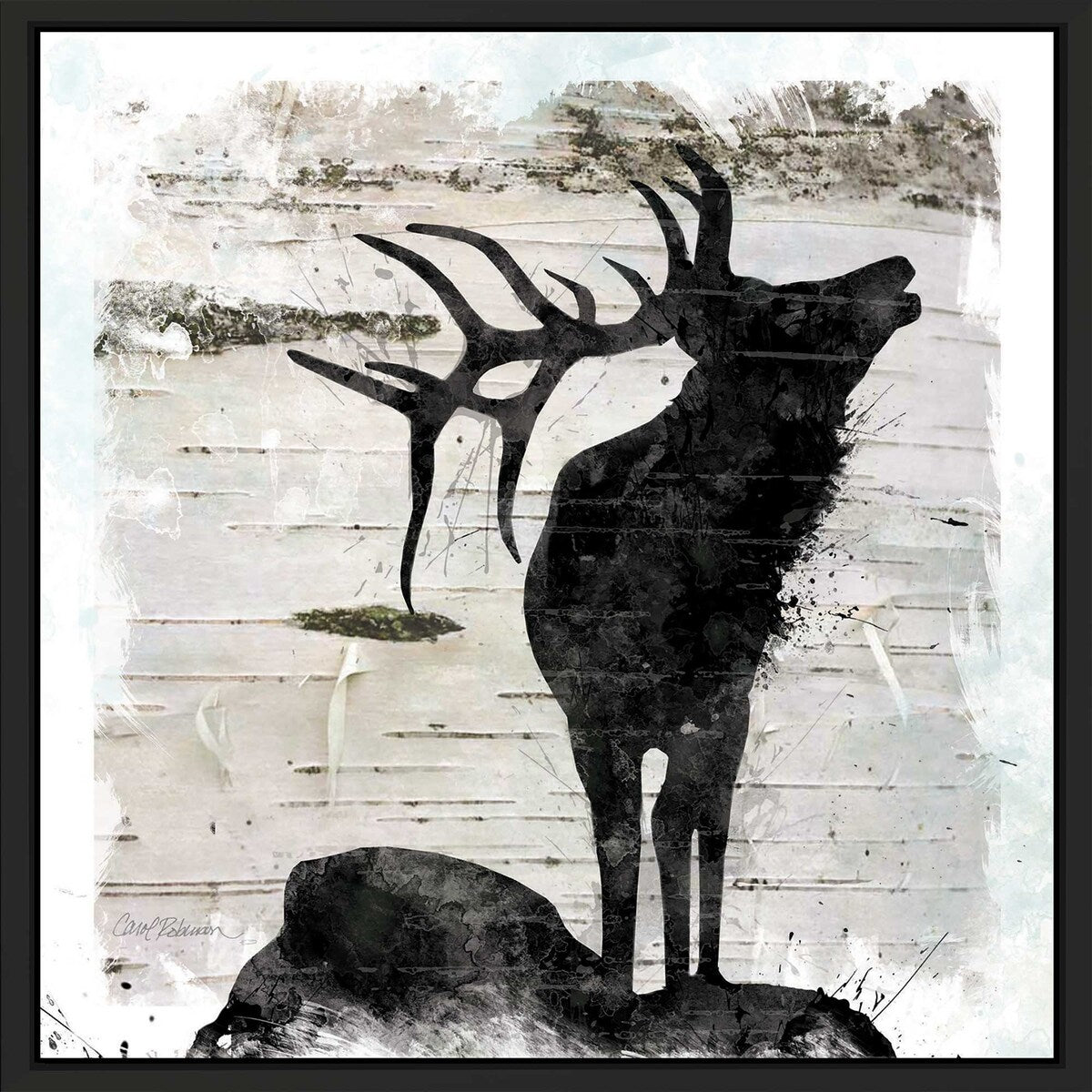 Birchbark Elk by Carol Robinson - Premium Floating Canvas Wall Art - Perfect for Living Room, Bedroom & Office Decor