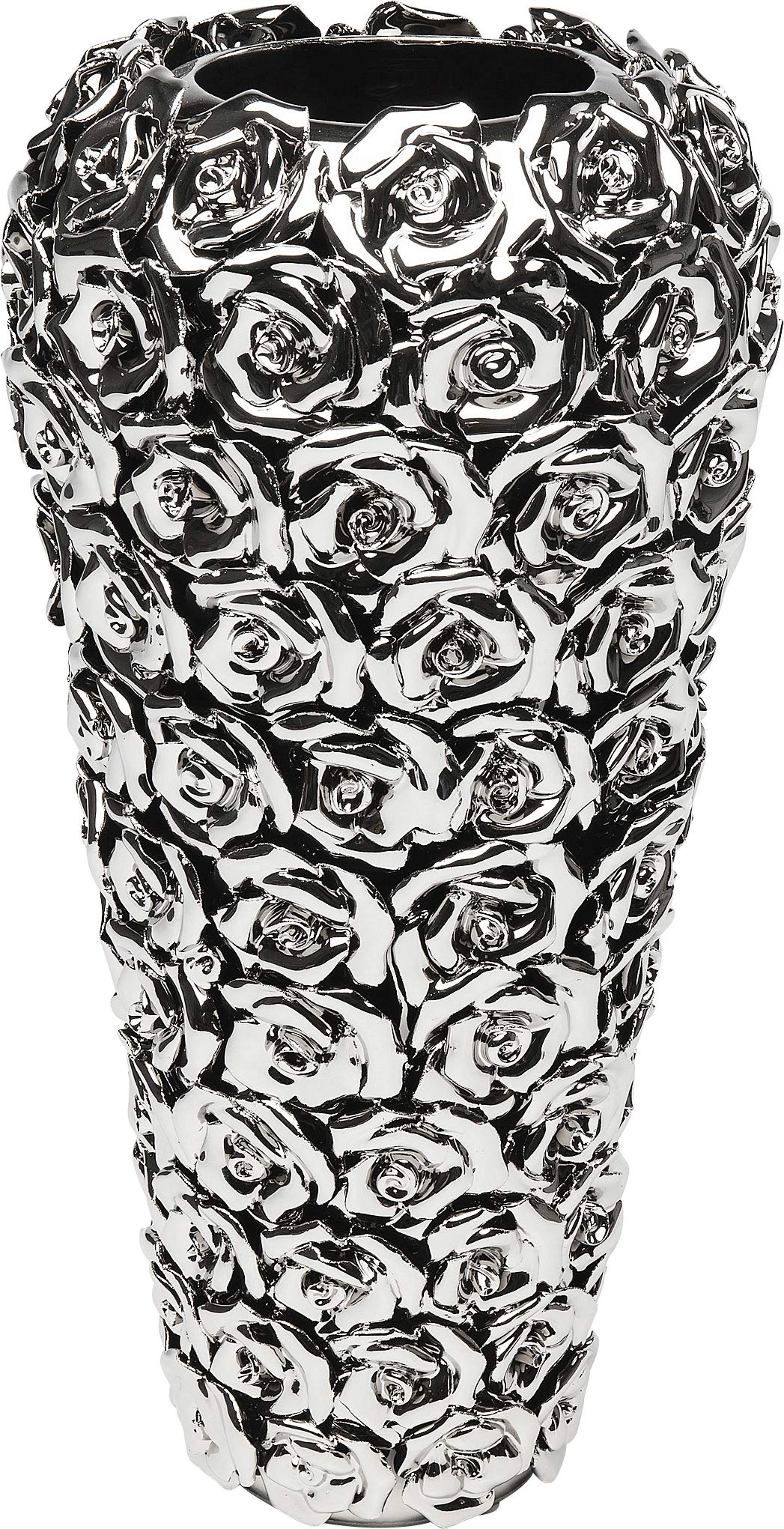 Kare Design Multi Chrome Rose Vase - Handmade Stoneware with Chrome Plating, Large Decorative Vase (45x22x22cm) for Modern Home Decor, Wedding Centerpiece & Luxury Gift