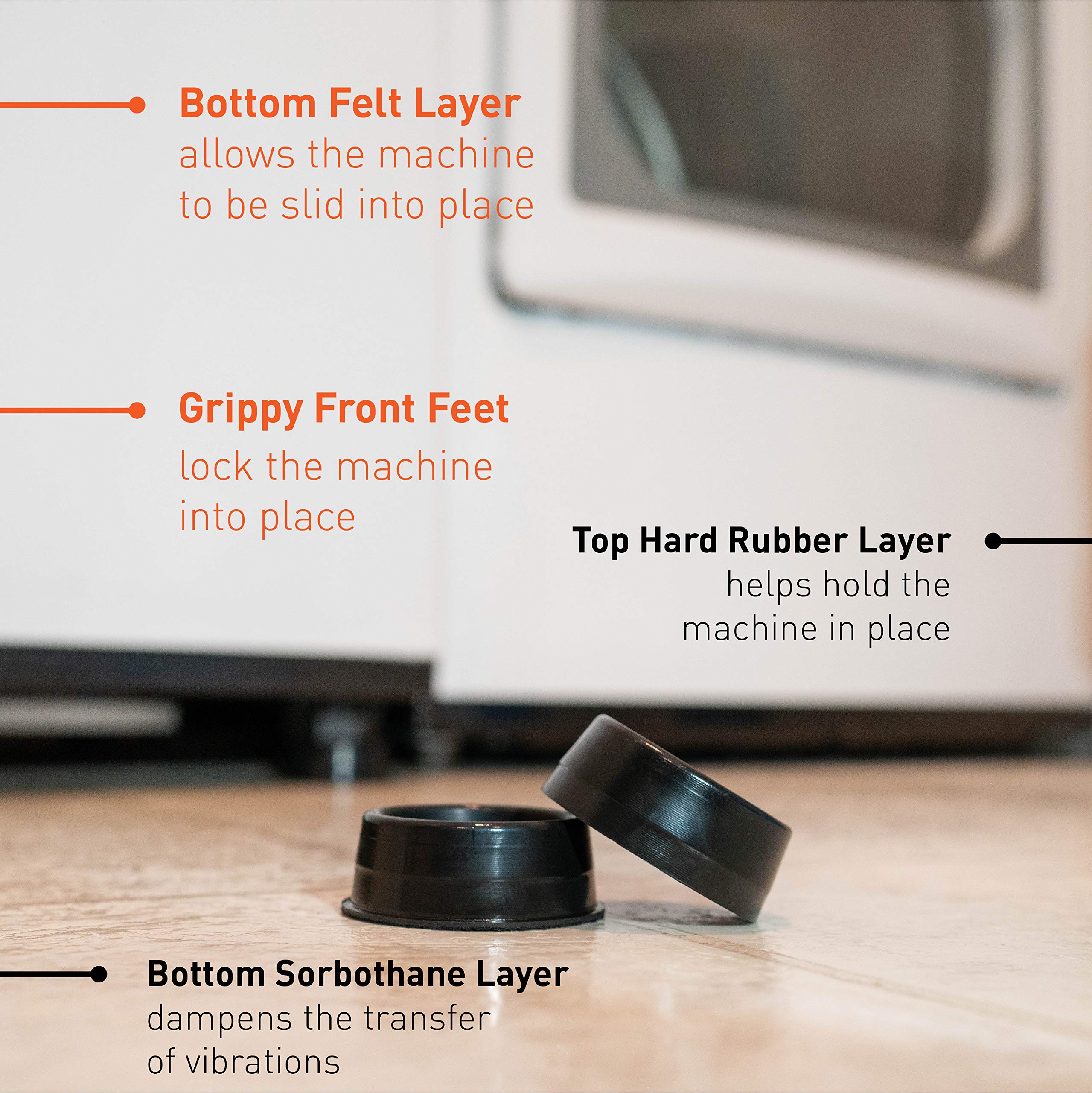 Silent Feet - Anti-Vibration Pads for Washing Machines & Dryers | Reduce Noise & Prevent Floor Damage | Perfect for Apartments, Laundry Rooms & Home Use