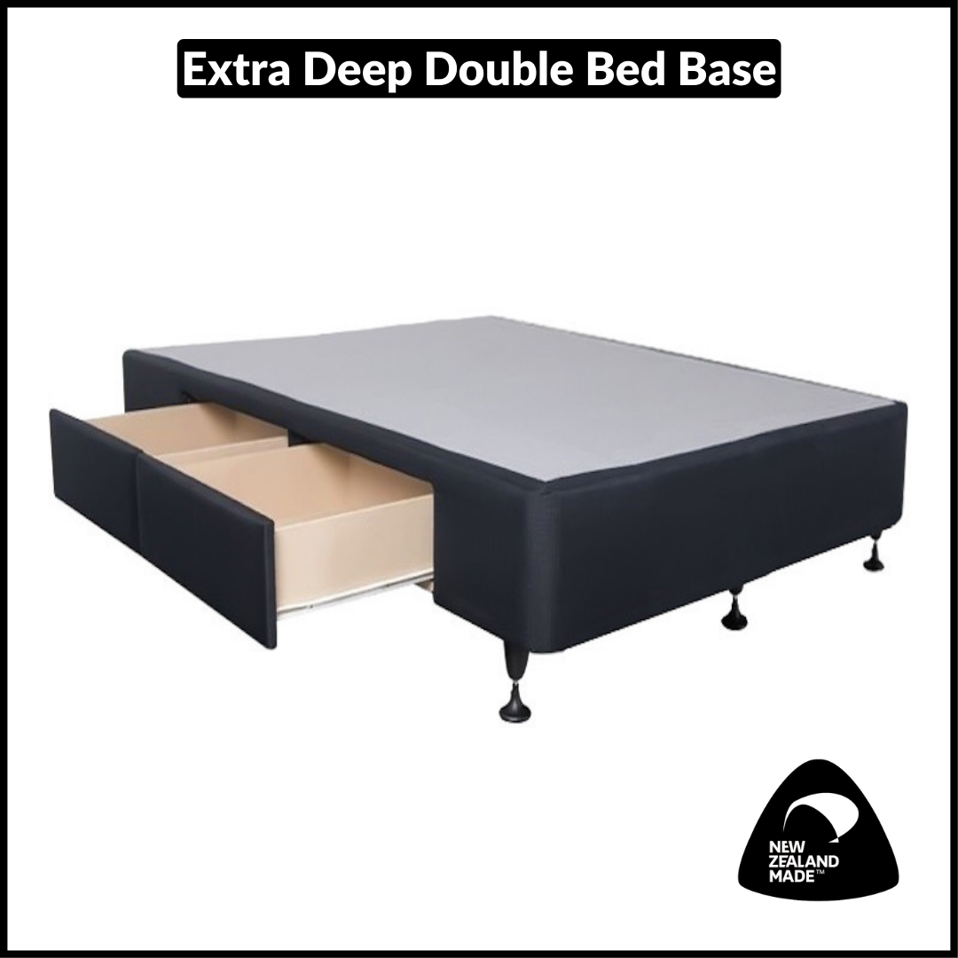 Deep Drawer Bed Base - Double Size, NZ Made - Perfect for Small Bedrooms & Guest Rooms with Extra Storage Space