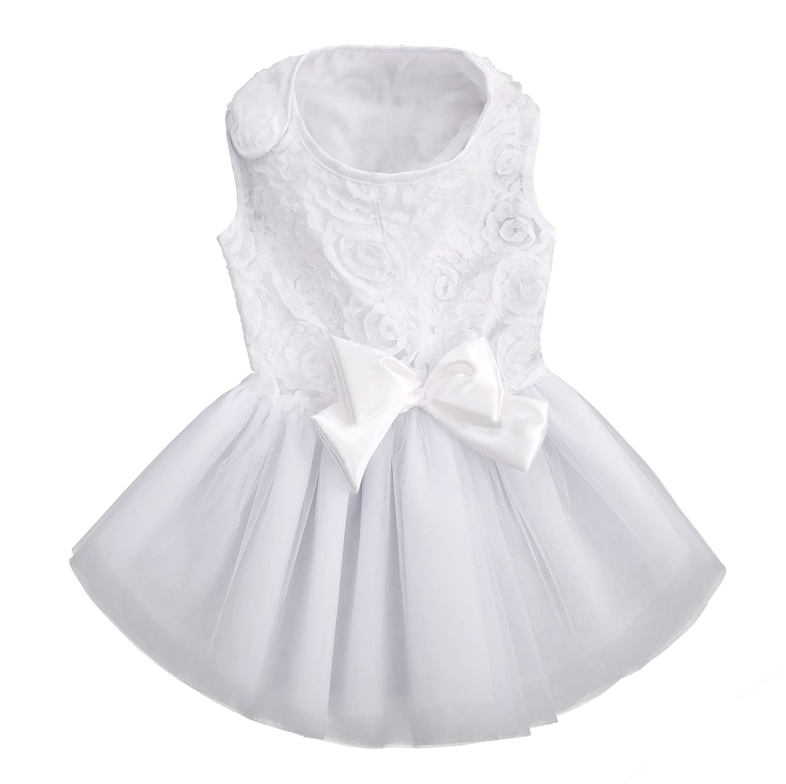 ASENKU Dog Dress - Pet Wedding Dress with Lace for Small & Medium Dogs & Cats - Princess Puppy Birthday Party Outfit & Formal Apparel (XX-Small, White) - Perfect for Weddings, Birthday Parties & Special Occasions