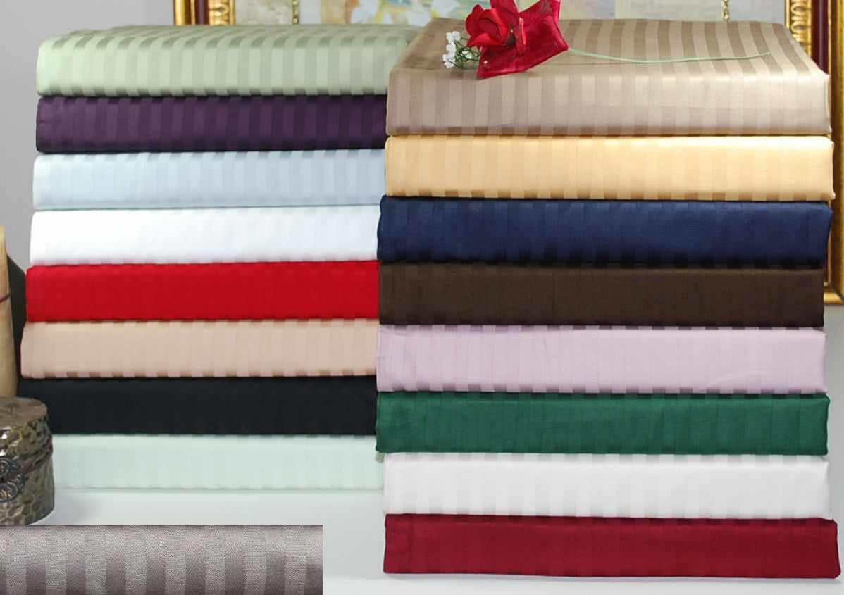 Premium Egyptian Cotton 300 Thread Count Striped Bed Skirt - Luxury Fitted Dust Ruffle for King/Queen Size Beds - Perfect for Master Bedrooms & Guest Rooms