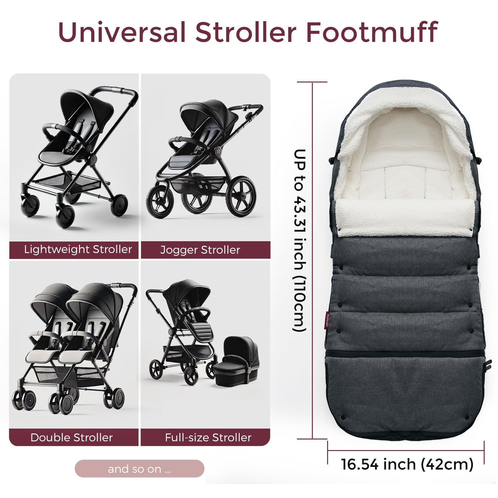 Momcozy Universal Stroller Footmuff - Weatherproof Winter Bunting Bag with Extendable Cover & Adjustable Buckle | Warm Baby Stroller Accessory for Cold Weather | Perfect for Winter Walks, Shopping Trips & Outdoor Adventures
