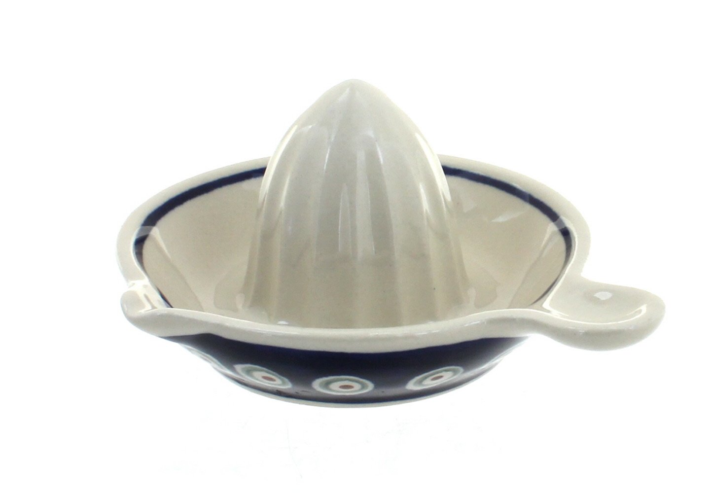 Handmade Blue Rose Polish Pottery Peacock Lemon Squeezer - Ceramic Citrus Juicer for Cocktails, Tea & Kitchen Decor