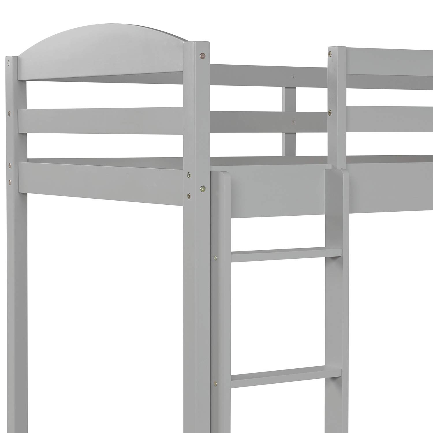 Merax Twin Over Twin L-Shaped Bunk Bed with Loft - Solid Pine Wood Bunk Bed for Kids, Teens & Adults - Space-Saving Gray Bunk Bed for Small Rooms - No Box Spring Needed - Perfect for Dorm, Bedroom & Guest Room