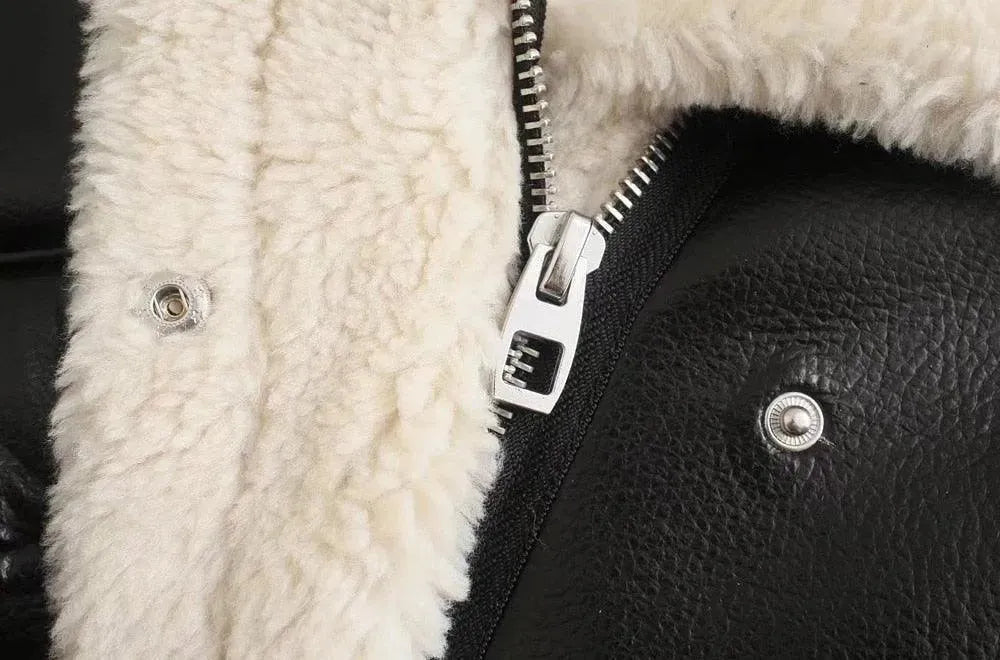 Vintage Winter Leather Jackets for Women - Warm Faux Fur Lined Coats - Stylish Outerwear for Cold Weather, Snow, and Holiday Outfits