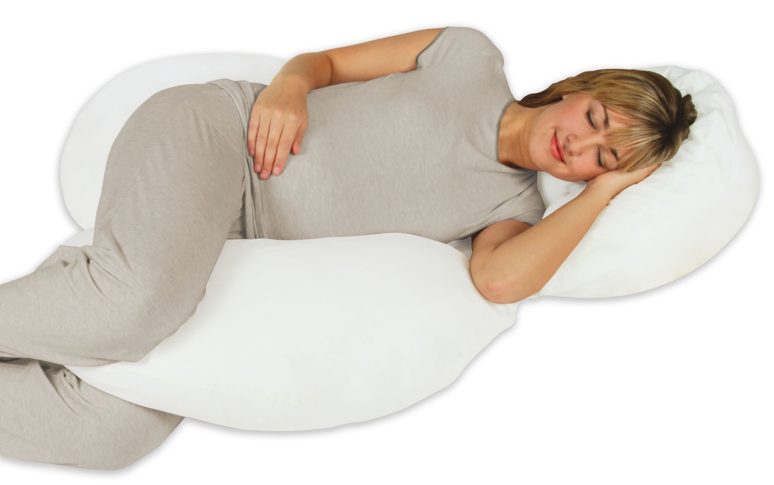 Leachco Body Cloud Flexible Total Body Pillow for Pregnancy & Side Sleepers - Soft White Maternity Support Pillow for Back Pain Relief, Comfortable Sleeping & Relaxation at Home or Travel