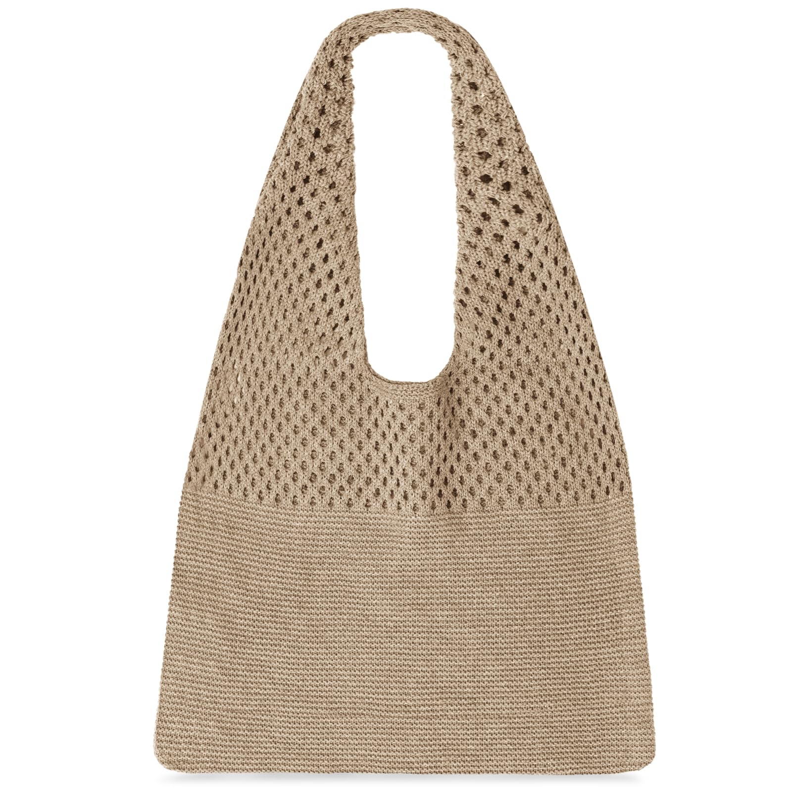 SANSTHS Crochet Mesh Beach Tote Bag - Retro Woven Hobo Shoulder Bag for Women | Summer Vacation, Pool Party & Shopping Tote