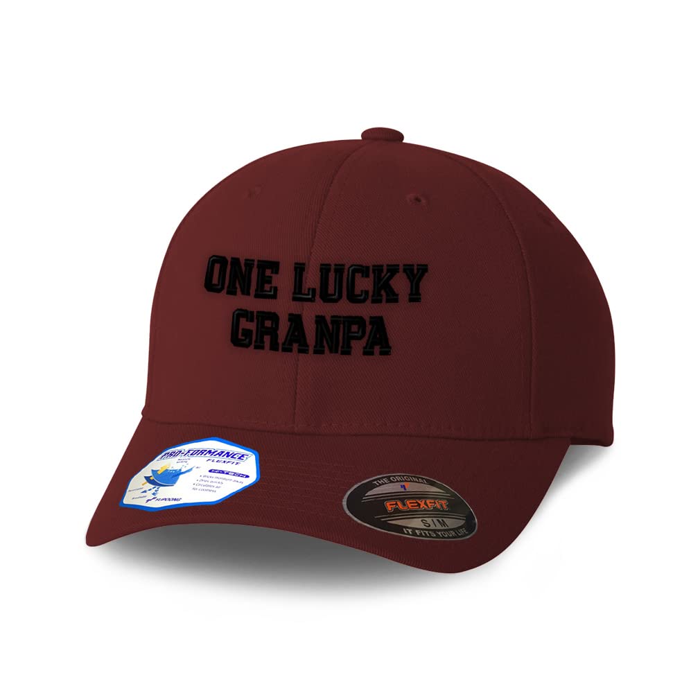Custom Flexfit Hats for Men & Women - 1 Lucky Grandpa Blessed Family Design - Premium Polyester Baseball Cap - Perfect for Family Reunions, Outdoor Activities & Casual Wear