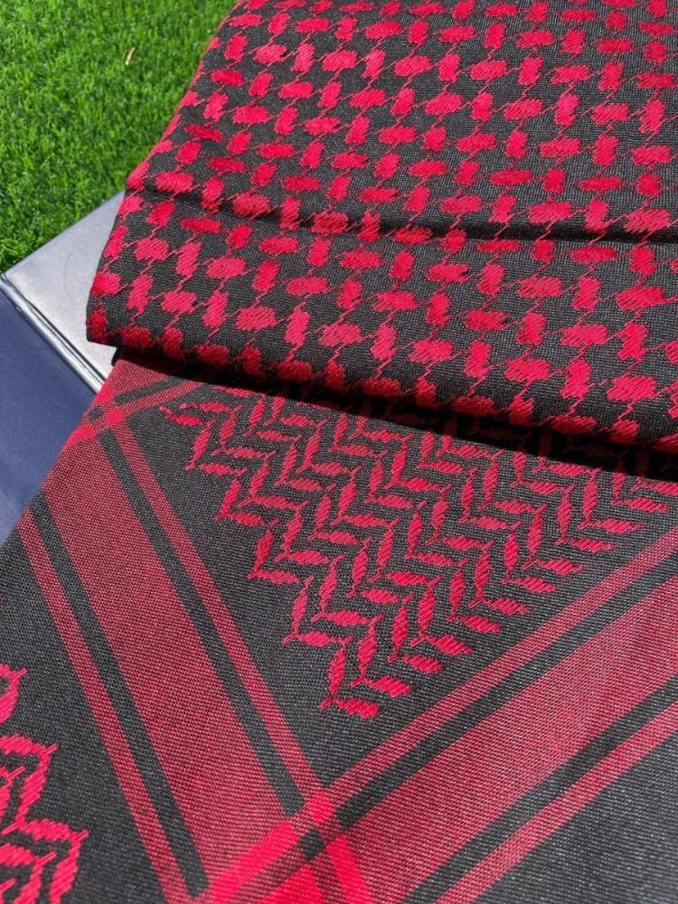 Ruby Red 4-Piece Medium Weight Keffiyeh Scarf Set - Winter Edition | Warm & Stylish Arab Scarf for Men & Women | Perfect for Cold Weather, Outdoor Activities & Fashion Accessories