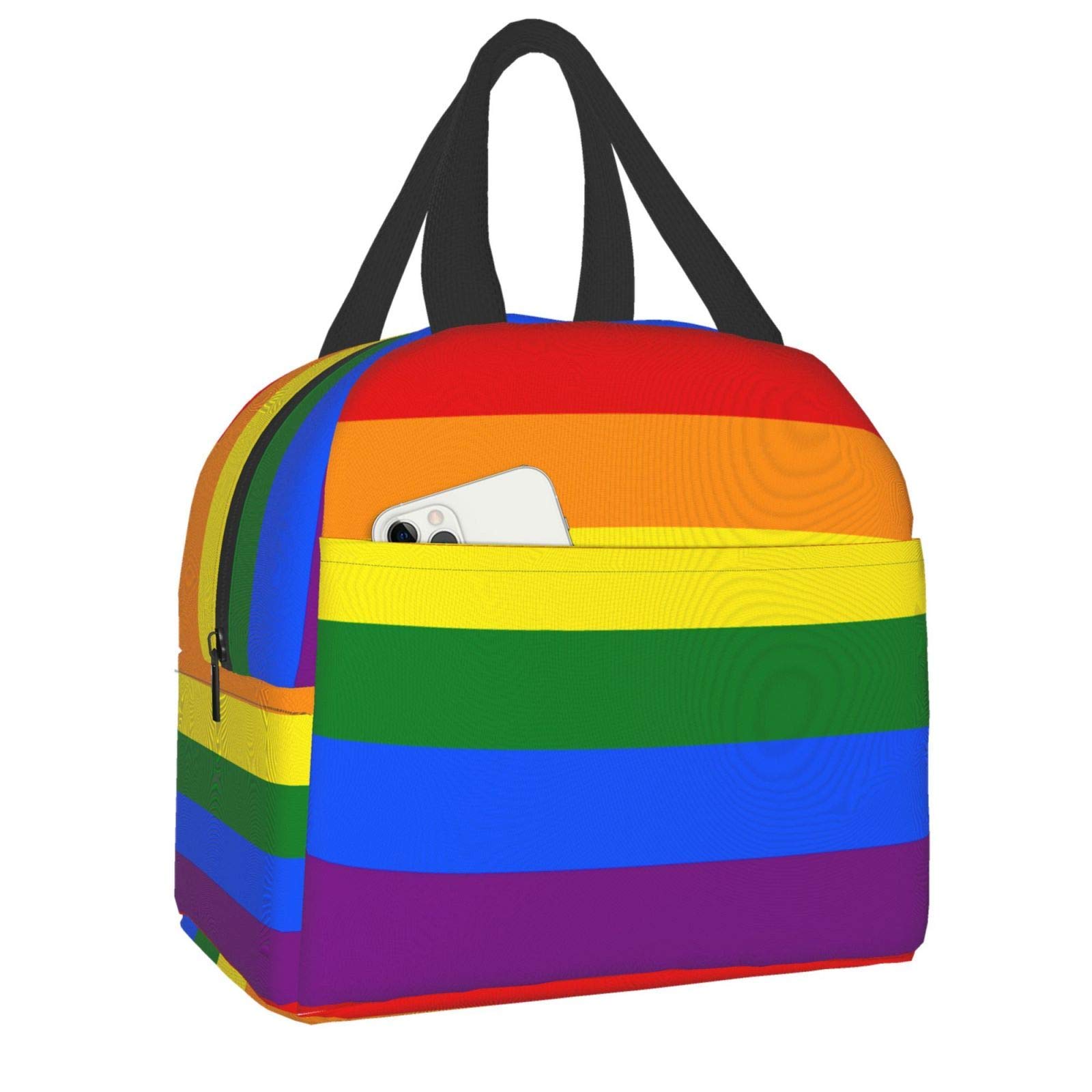 Rainbow Pride Insulated Lunch Bag - Leakproof Cooler Lunch Box for Men & Women - Reusable Thermal Tote for Office, Work, Picnic & LGBTQ+ Events - Gay & Lesbian Friendly Lunch Cooler Bag