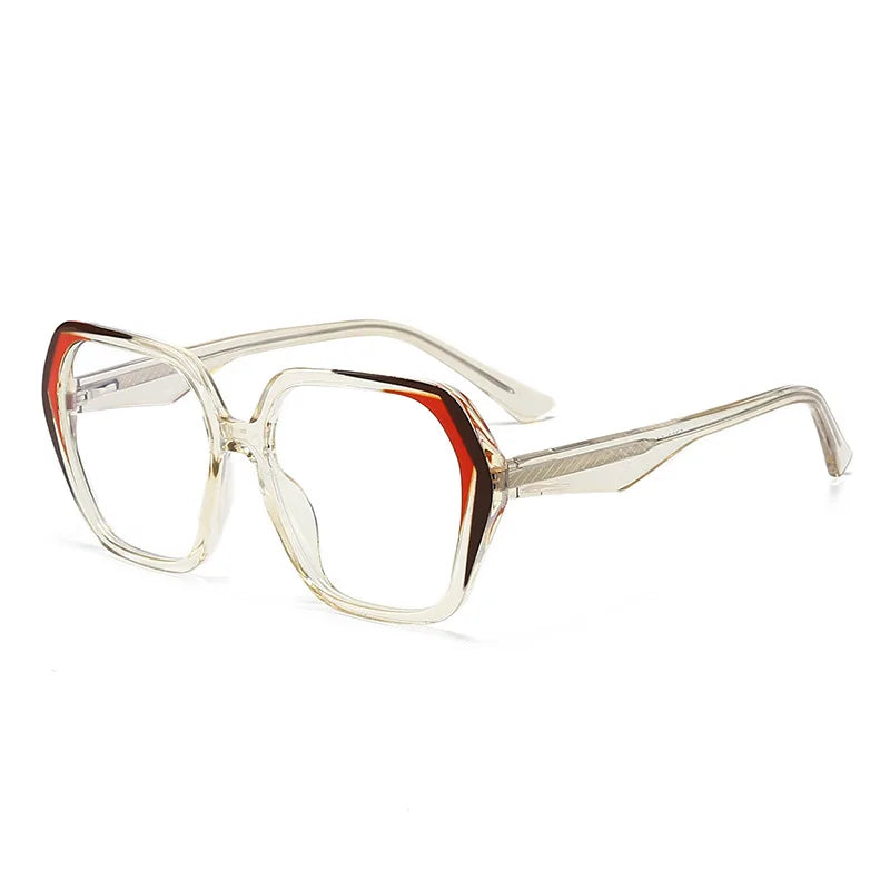 CCspace Women's Full Rim Irregular Square Polycarbonate Eyeglasses 3003 - Trendy Lightweight Glasses for Work, Reading & Fashion